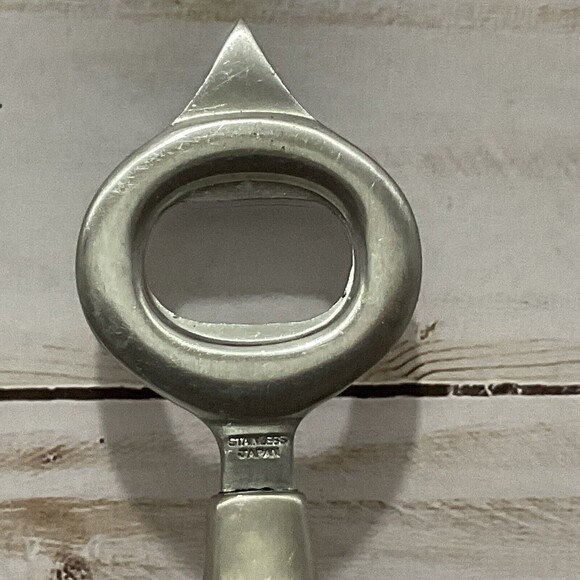 Vintage Bottle Can Piercer Japan Stainless Steel Wood Plastic Handle Mid Century - Picture 3 of 6